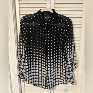 Zac & Rachel Black & White Sheer Polka Dot Blouse